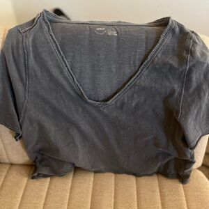 Aerie Charcoal V-Neck Short Sleeve Tee
